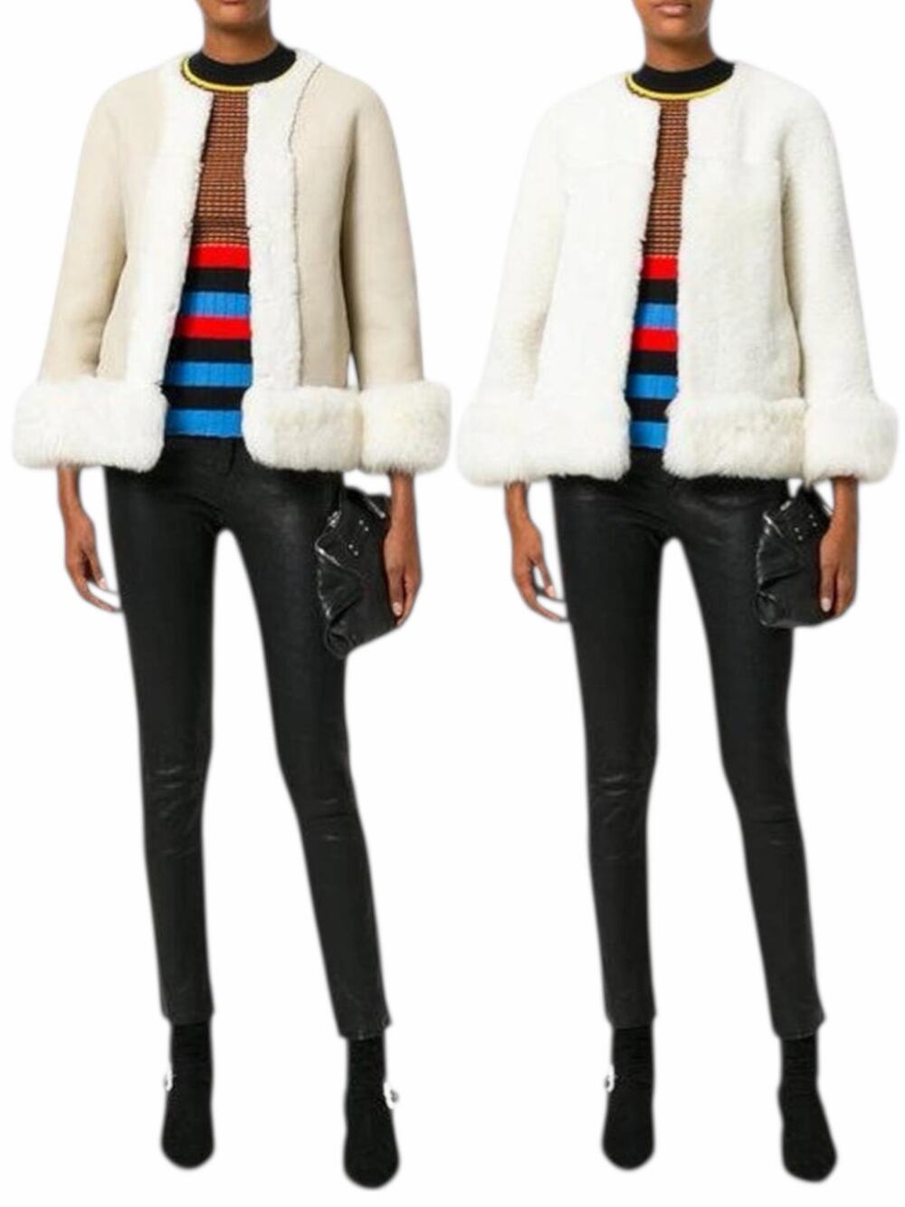 Loro Piana Collarless Fur Jacket White Lambskin Reversible Size 46 Large